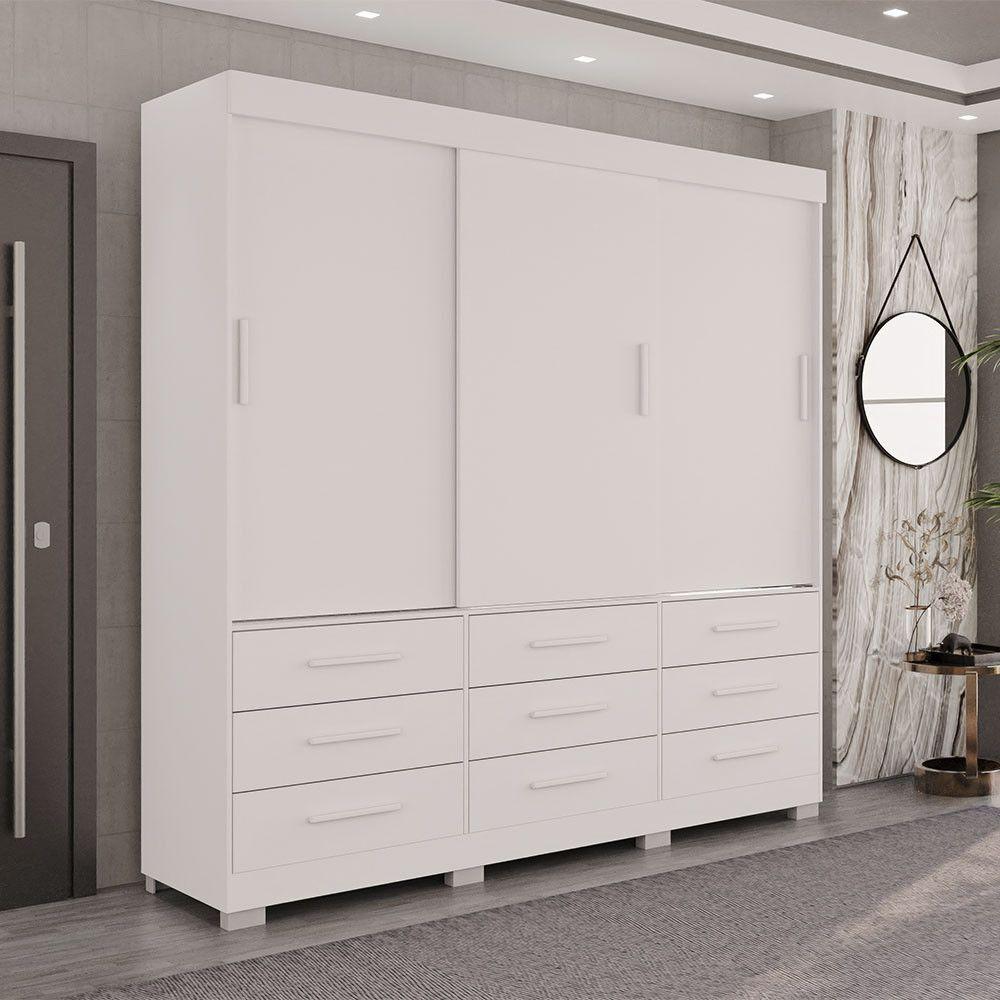Miniatura Guarda Roupa New Star 3 Portas 9 Gavetas Sem Espelho Salleto Branco