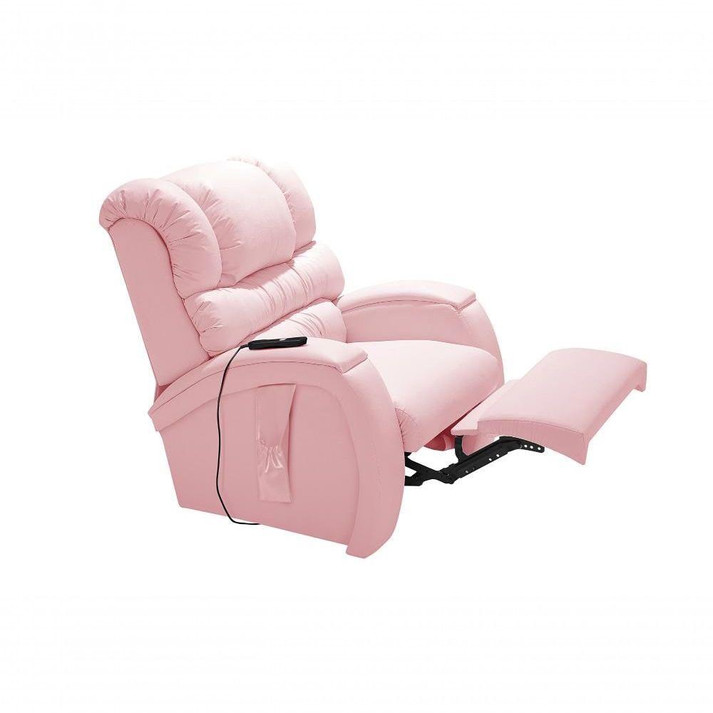 Poltrona Cadeira Imperial Reclinável Motorizada Corano Com Massageador E Lift Império Rosa