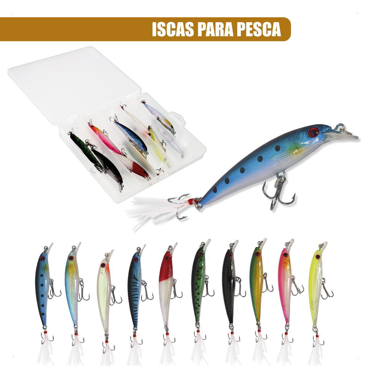 Kit Com 10 Isca Artificial Pesca Tucunaré Dourado Robalo