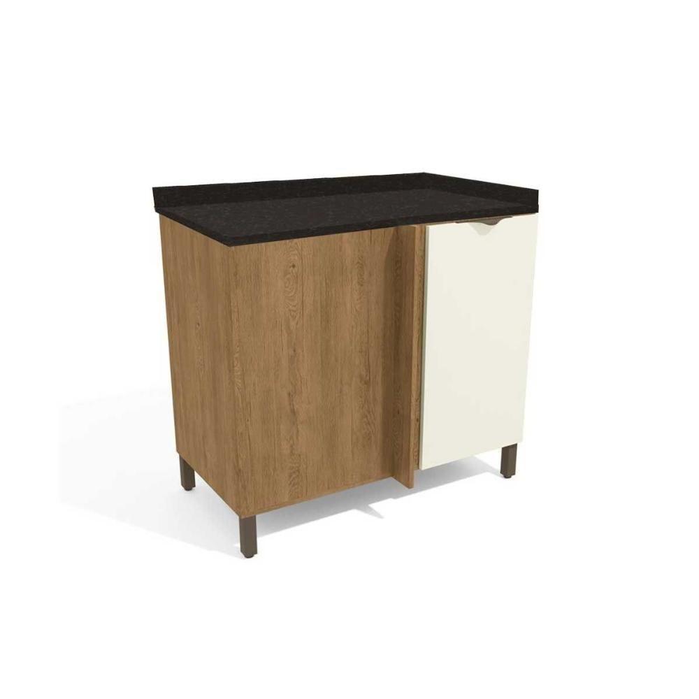 Miniatura Gabinete De Cozinha Modulado Balcão Lótus J726 Canto Reto 1 Porta C-tampo 98cm Freijo-off White-preto Brilho - Kappesberg