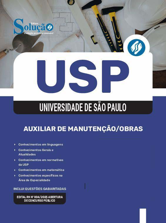 Miniatura Apostila Usp 2025 - Auxiliar De Manutenção/Obras