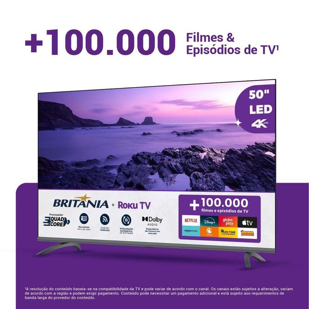 Miniatura Smart TV 50” Britânia Roku TV LED Dolby Audio BTV50G3ERSGB Bivolt