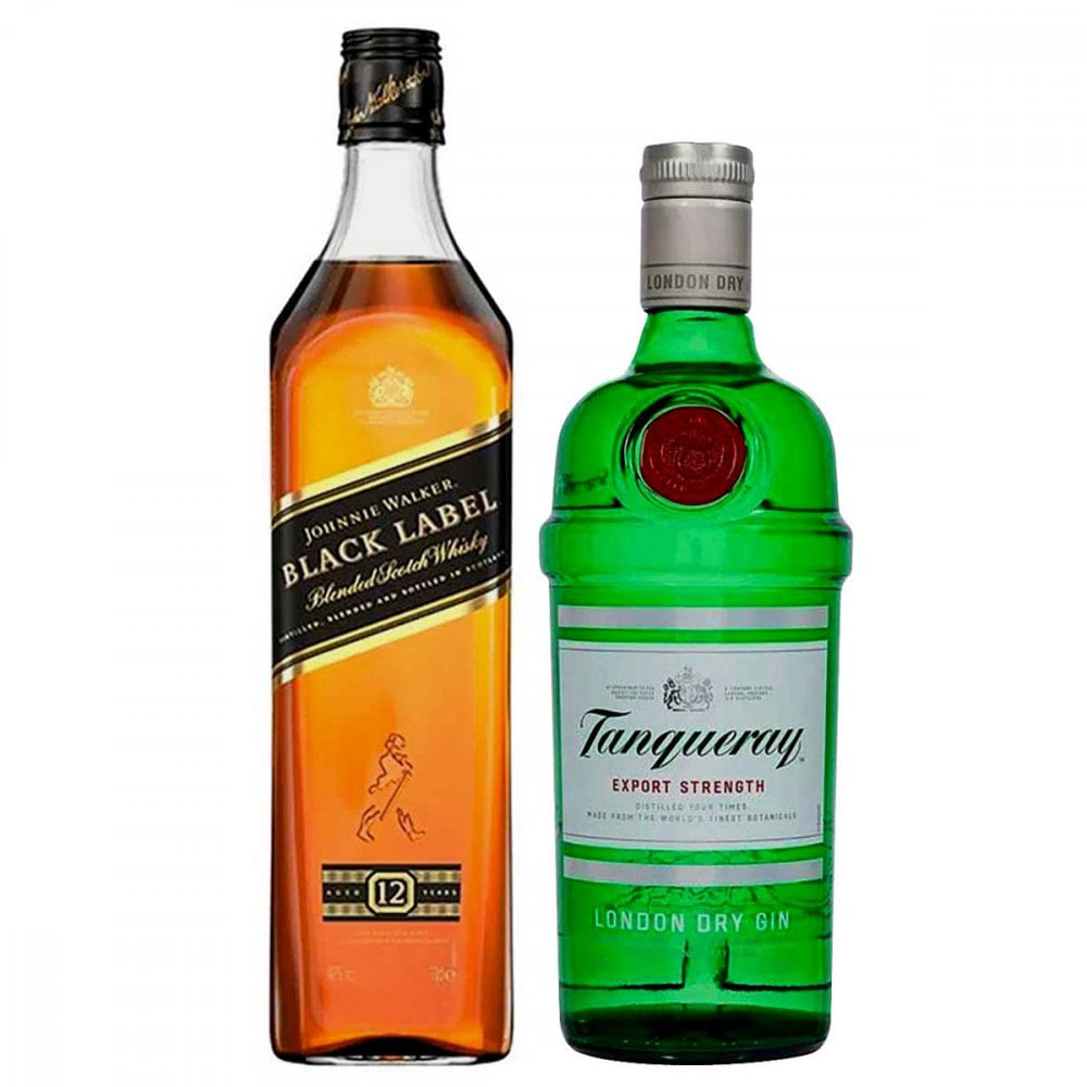 Miniatura Gin Tanqueray 750 ml + Whisky Johnnie Walker Black Label 750 ml