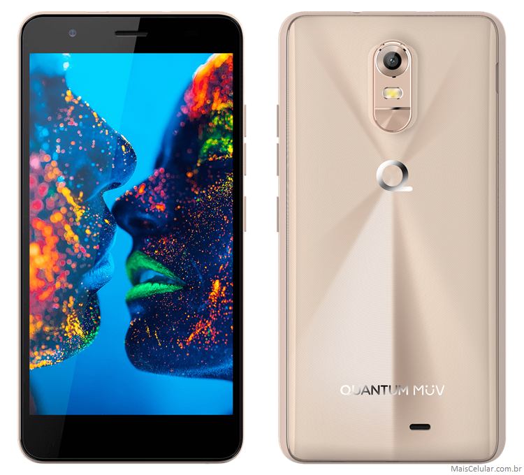 Miniatura Celular Quantum Muv Pro 4g Dual Chip 32gb Tela 5,5 Dourado