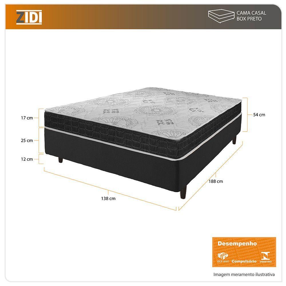 Miniatura Cama Box Viúva Preto + Colchão San Francisco Espuma 128cm
