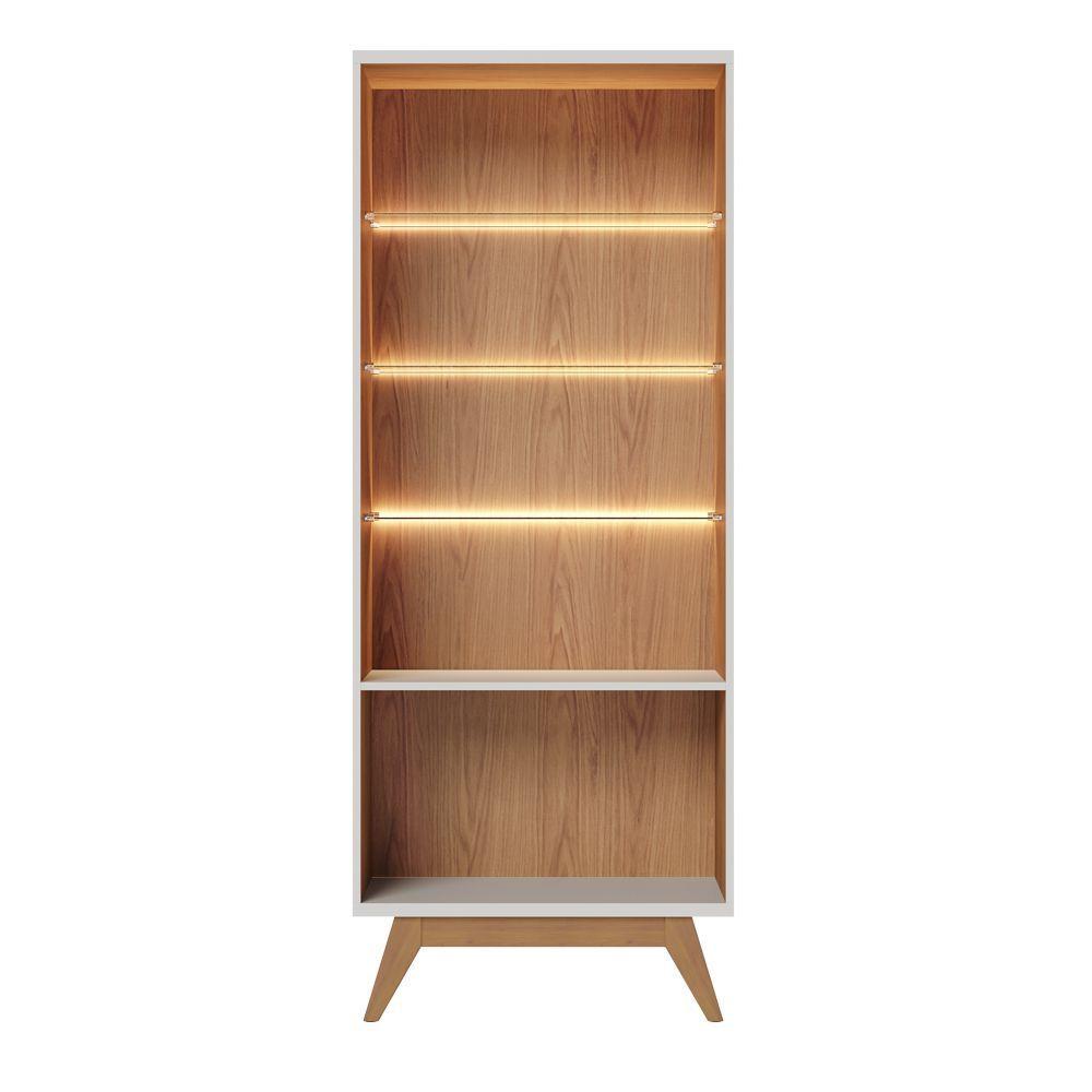 Cristaleira Portas De Vidro Rebeca E Espelho Adnet 54cm C05 Off White/freijó - Mpozenato