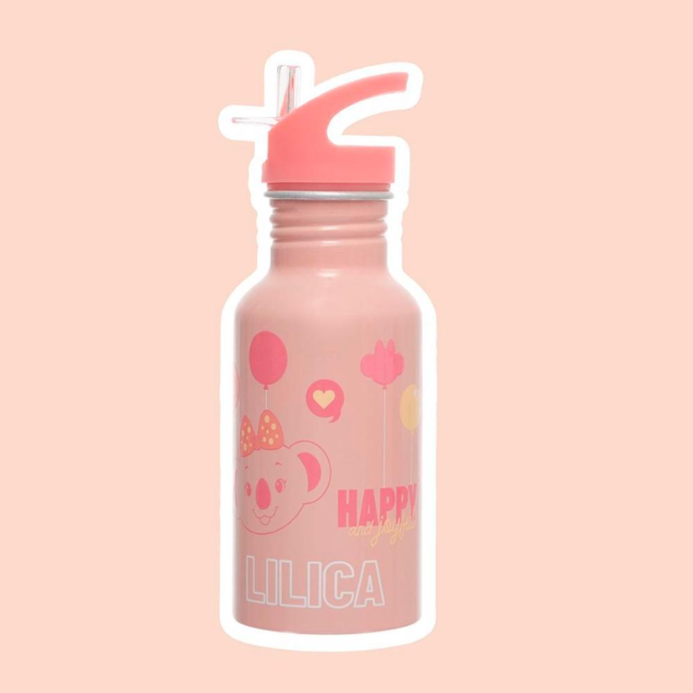 Miniatura Garrafa Alumínio Lilica Ripilica Happy 500ml - Rosa Claro