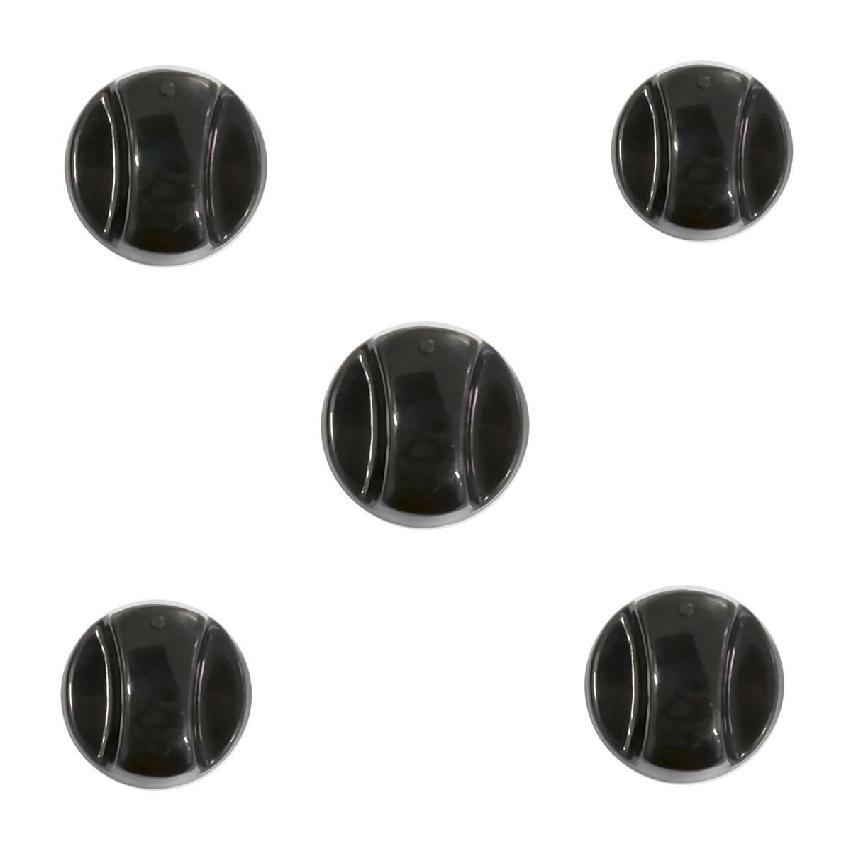 Miniatura Botão Para Fogão Esmaltec Com 5 Pcs Preto