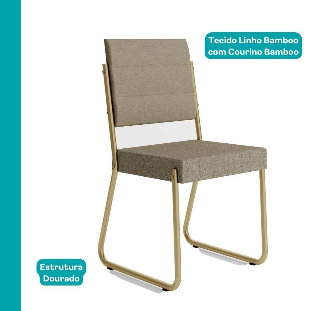 Conjunto Sala De Jantar 4 Cadeiras Charlotte Carraro Carvalho Dourado