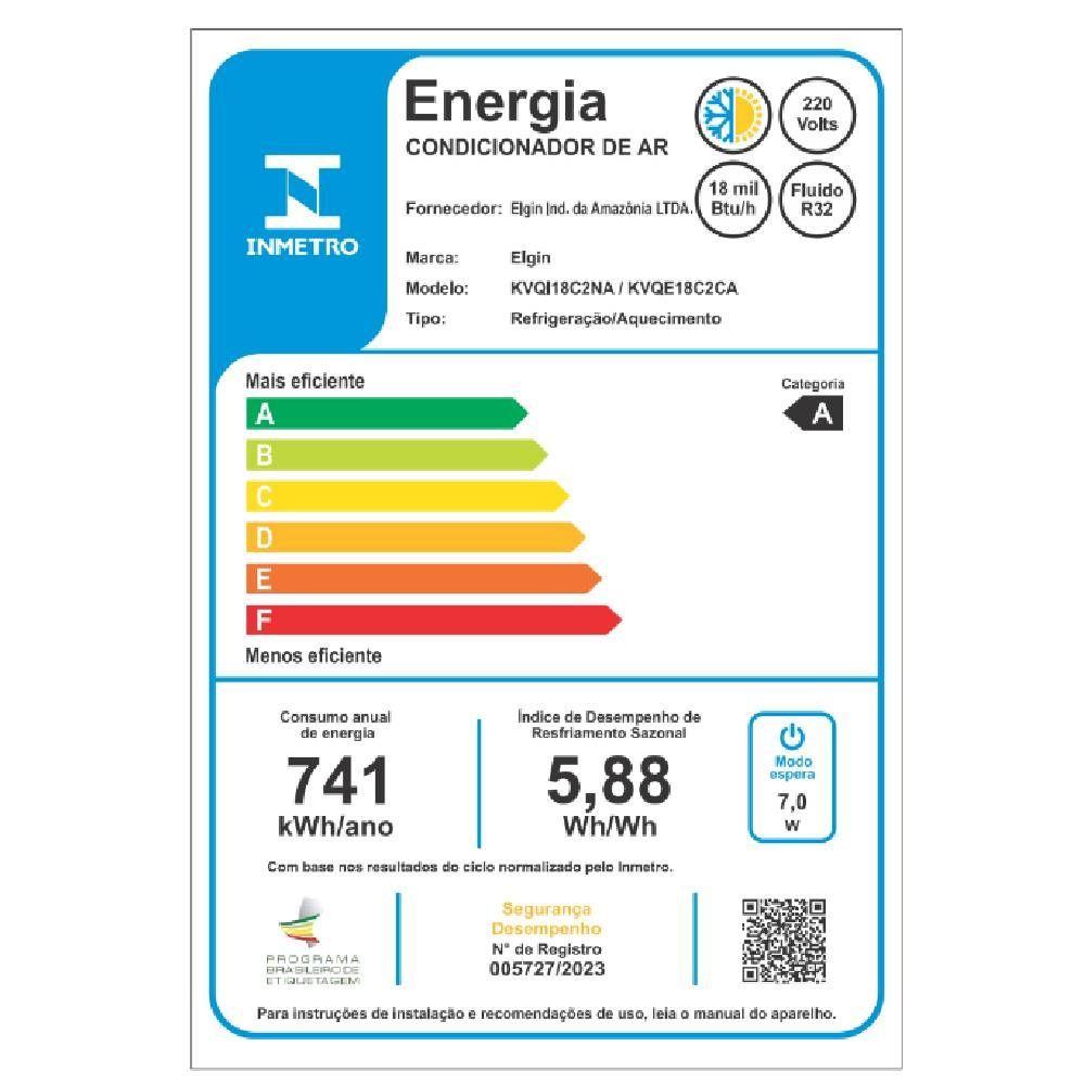 Ar Condicionado Split Cassete Elgin Eco Inverter 18000 BTUs Quente e Frio 220V KVQE18C2CA