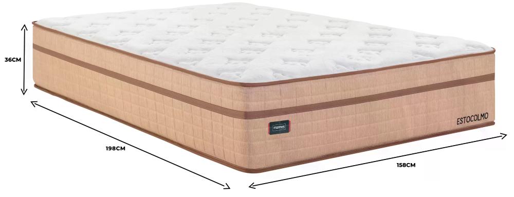 Miniatura Colchão Queen Molas Ensacadas 158x198x36cm Estocolmo Mannes Branco/Bege
