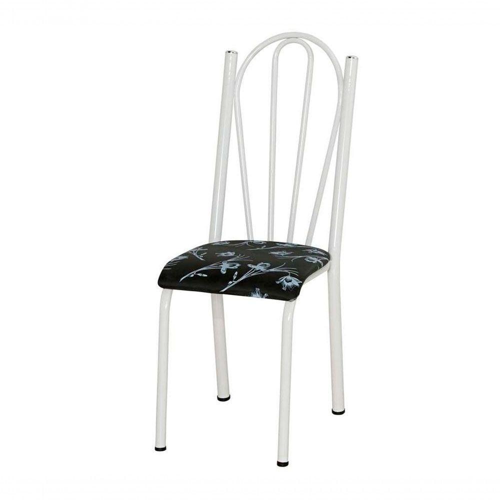 Miniatura Cadeira Tubular Branca 021 Assento Preto Florido Branco