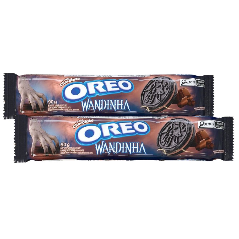 Miniatura Kit 2 Biscoito Recheado Oreo Chocolate Wandinha 90g