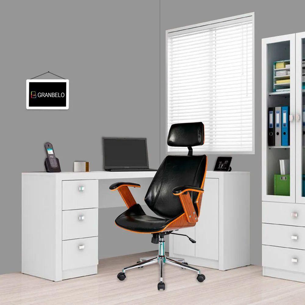 Kit 2 Cadeiras De Escritório Presidente Giratória Liziê R02 Sintético Preto - Mpozenato