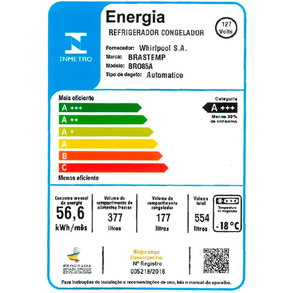 Geladeira Brastemp Frost Free French Door A+++ 554 litros cor Inox - BRO85AK 110V