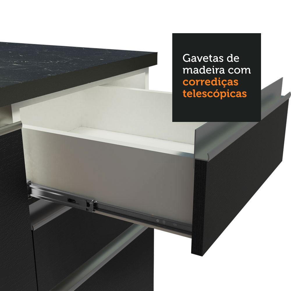 Balcão Armário de Cozinha 100% MDF 35 cm 1 Porta Branco Preto Acordes Madesa Branco/Preto