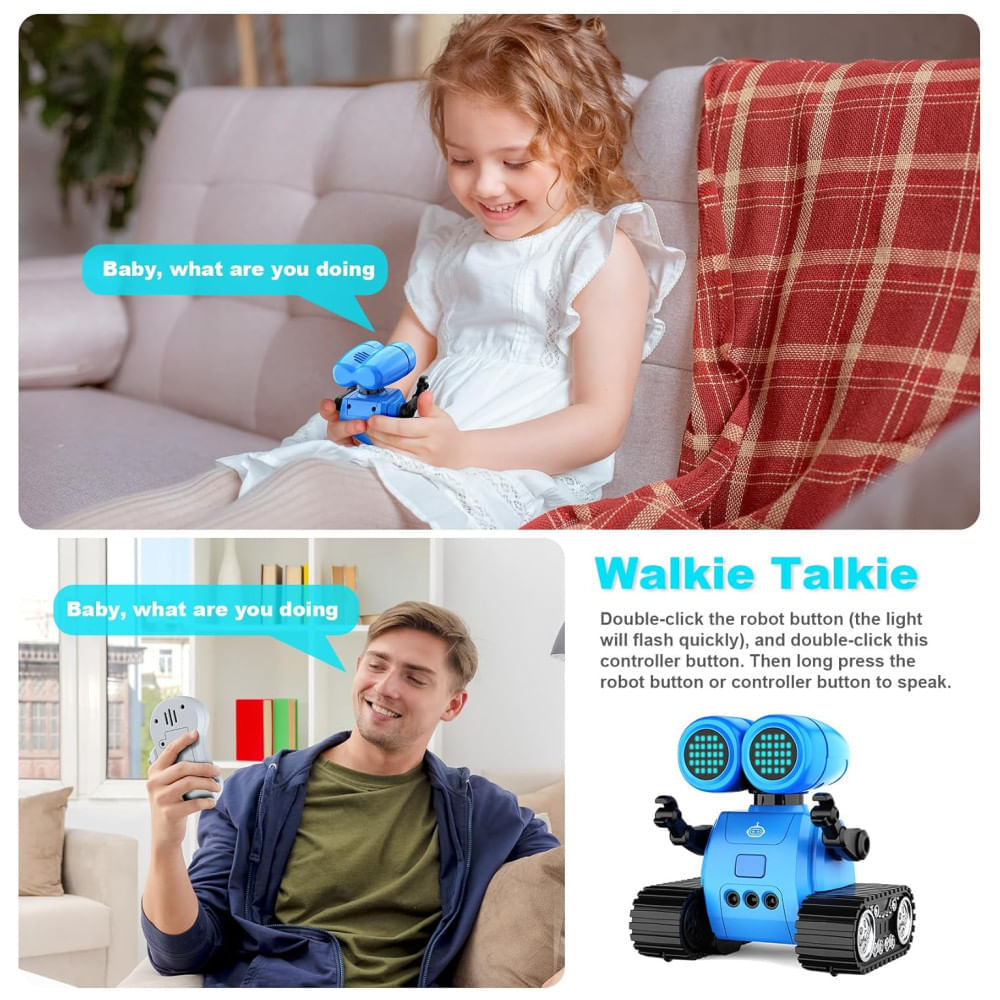 Miniatura Hamourd Robot Toys: Robô Emo com Função Walkie-Talkie, Sensor de Gestos e Luzes LED Multimodo - Brinquedo para Meninos e Meninas