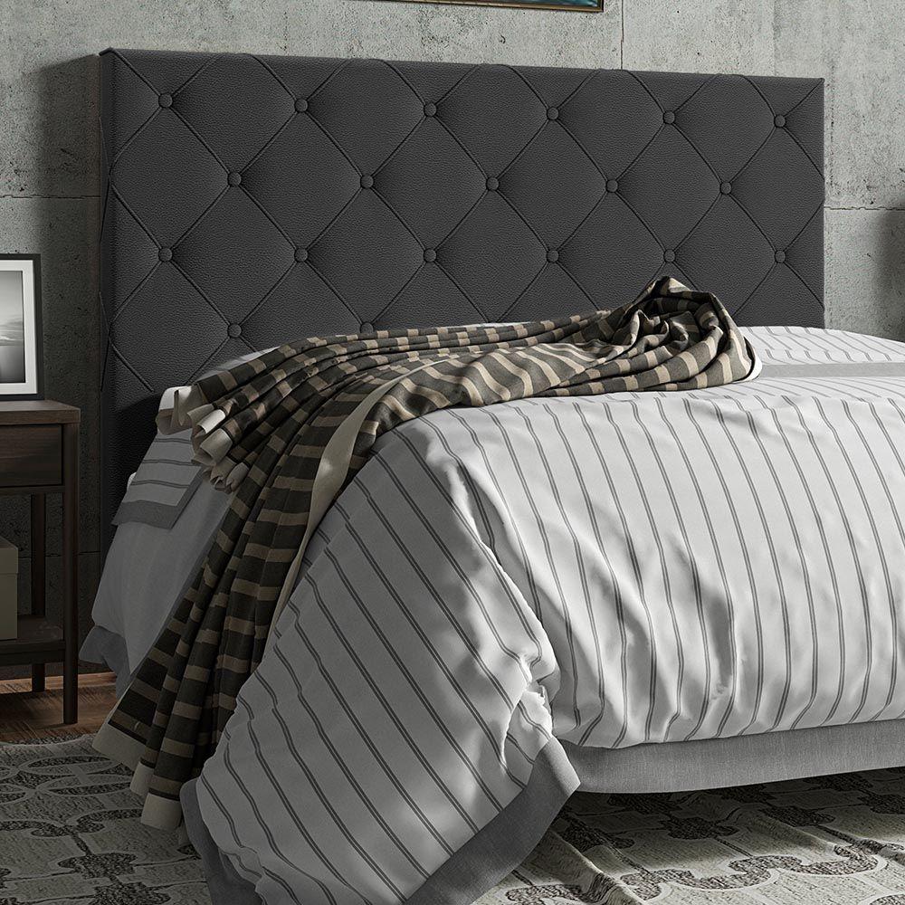 Miniatura Cabeceira Cama Box Casal Millano 140cm Sintético Preto - Abmaza