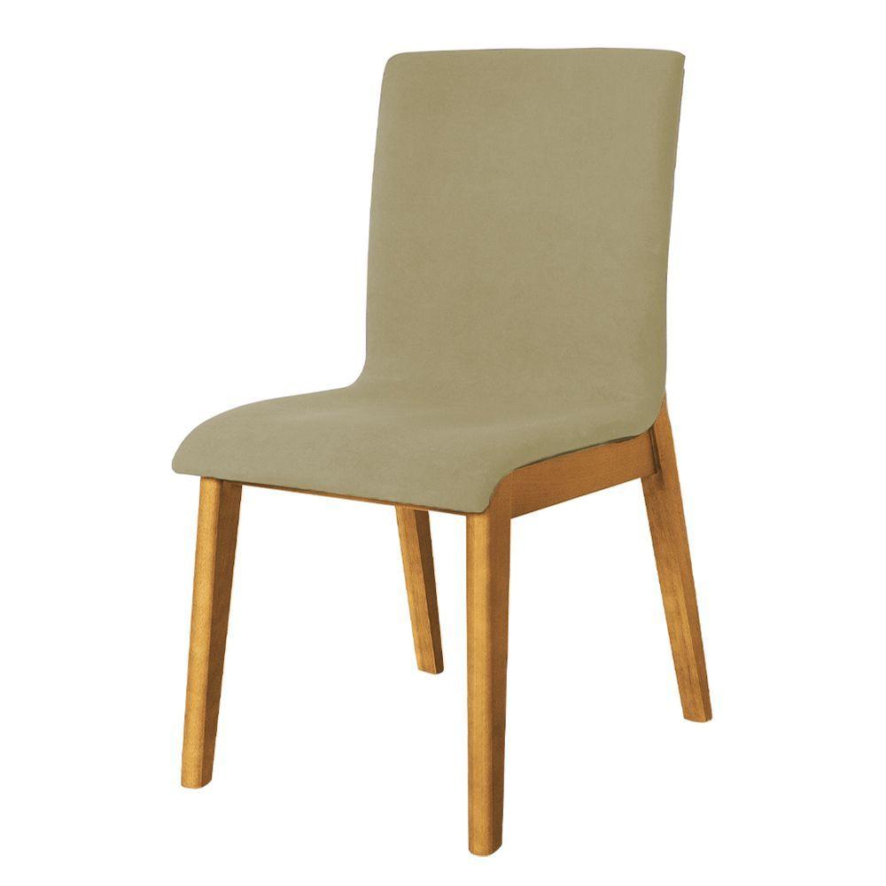 Miniatura Kit 2 Cadeiras De Jantar Diamante Estofada Em Veludo Bege Base Madeira Maciça Mel