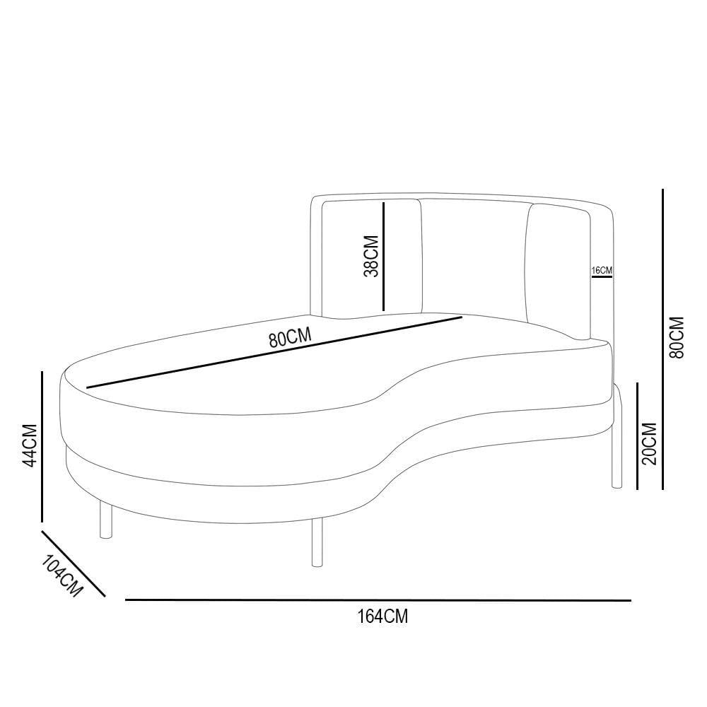 Chaise Longue Divã 164cm Braço Direito Logus D06 Bouclê Bege - Mpozenato