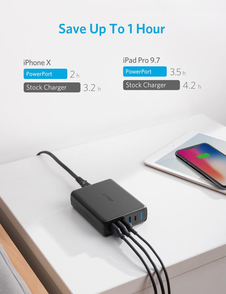 Miniatura Carregador Fast Anker Powerport 4X Usb 1X Usb-C Power Iq 2.0