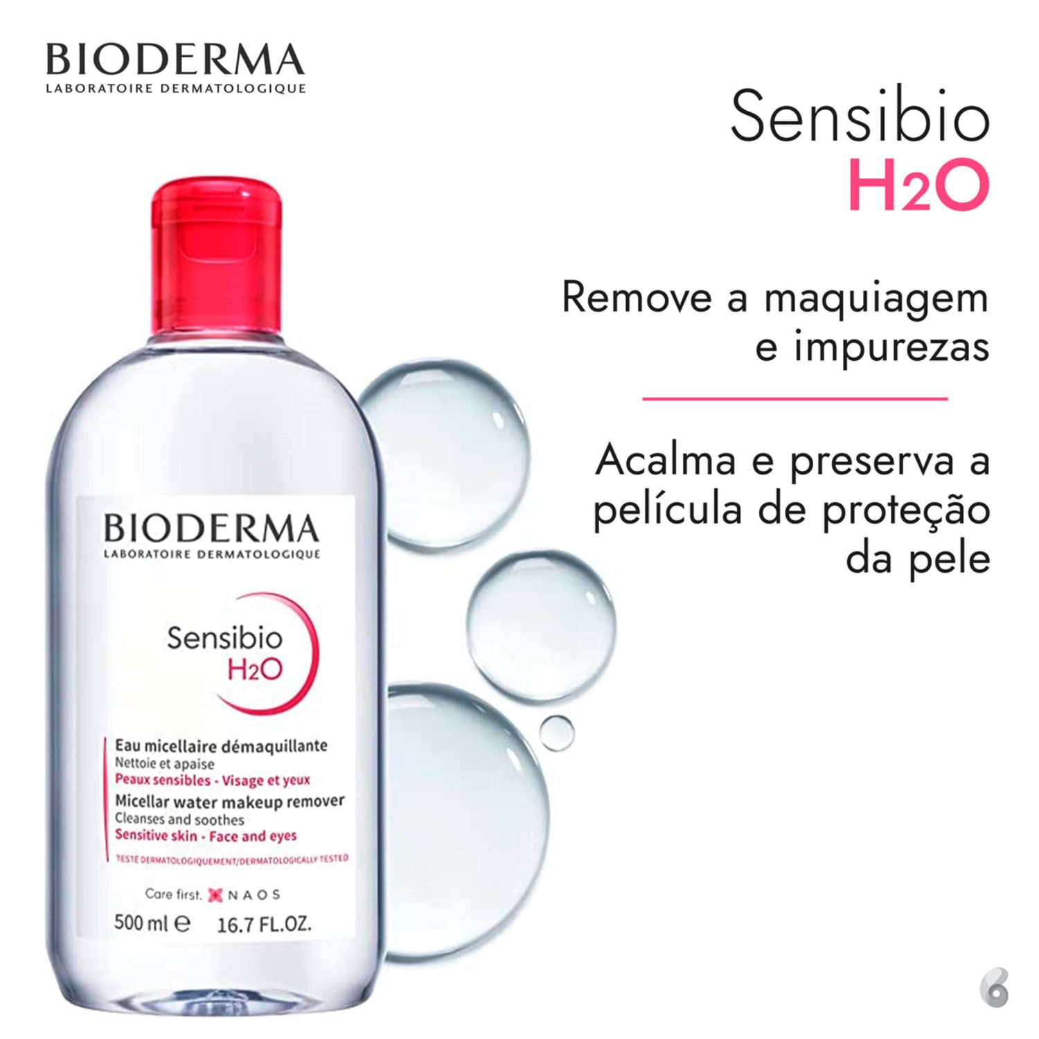Miniatura Bioderma Sensibio H2O Calmante - Água Micelar 500ml