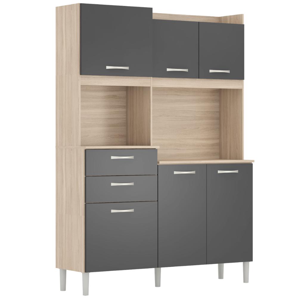 Miniatura Armario De Cozinha 6 Portas 2 Gavetas Harmonia Demobile Avena Touch/Grafito