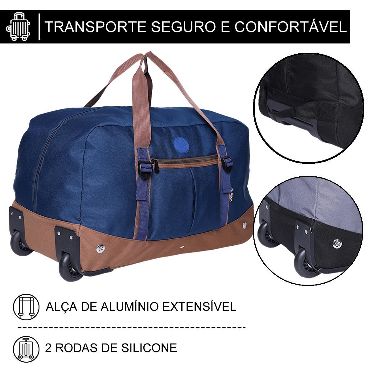 Miniatura Bolsa Mala Sacola De Viagem Com Rodas Reforçada - Cinza