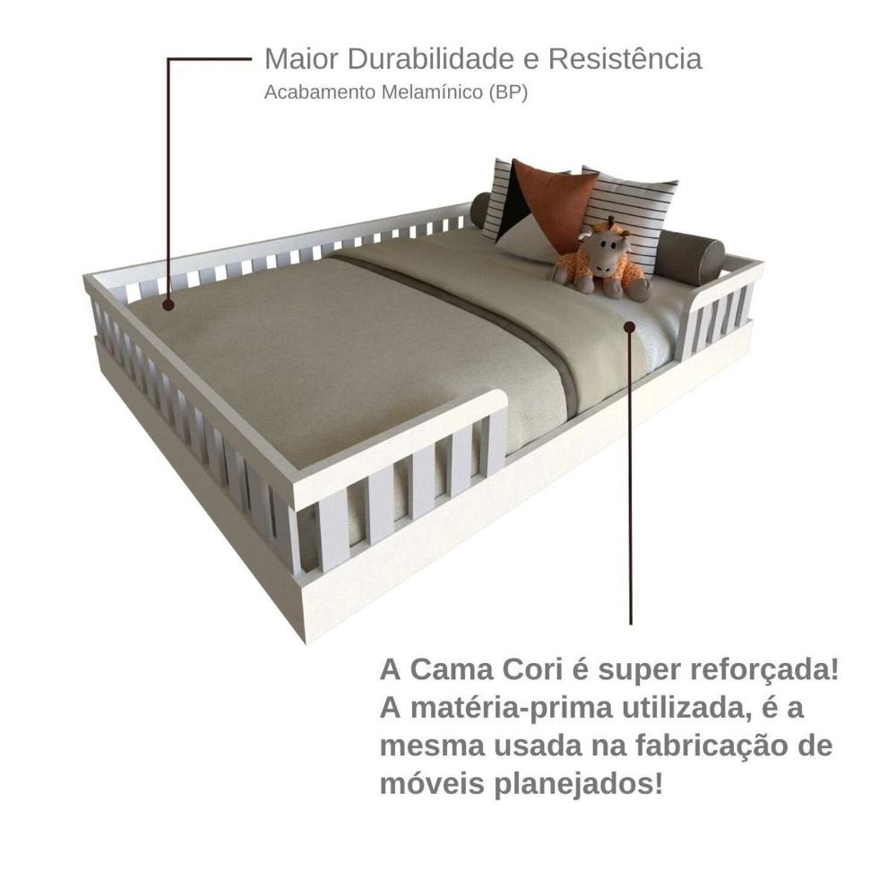 Miniatura Cama Infantil Montessoriana Casal Sol Yescasa Branco/Cinza Cristal