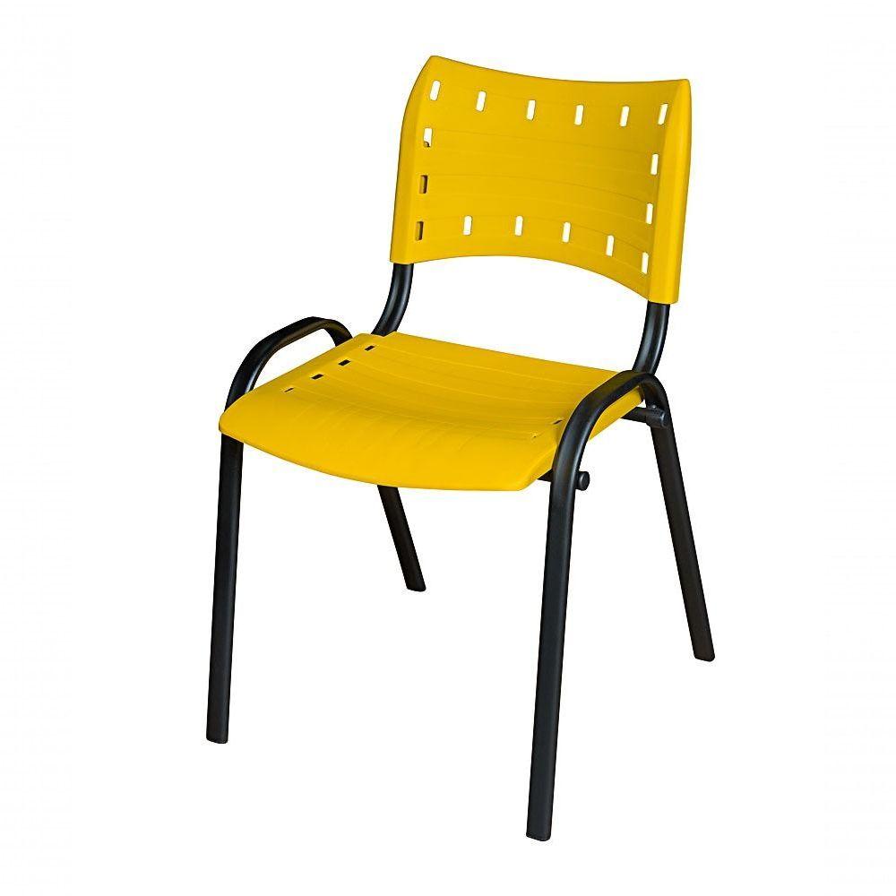 Miniatura Cadeira Iso Base Preto Escola, Escritório Amarelo - Kit 10 Un