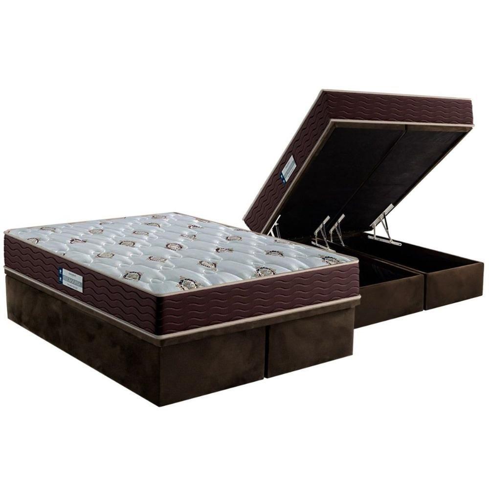 Miniatura Cama Box Baú Queen: Colchão Espuma Probel D33 / Ep Tech1500 Double Face + Base Brown(158X198)