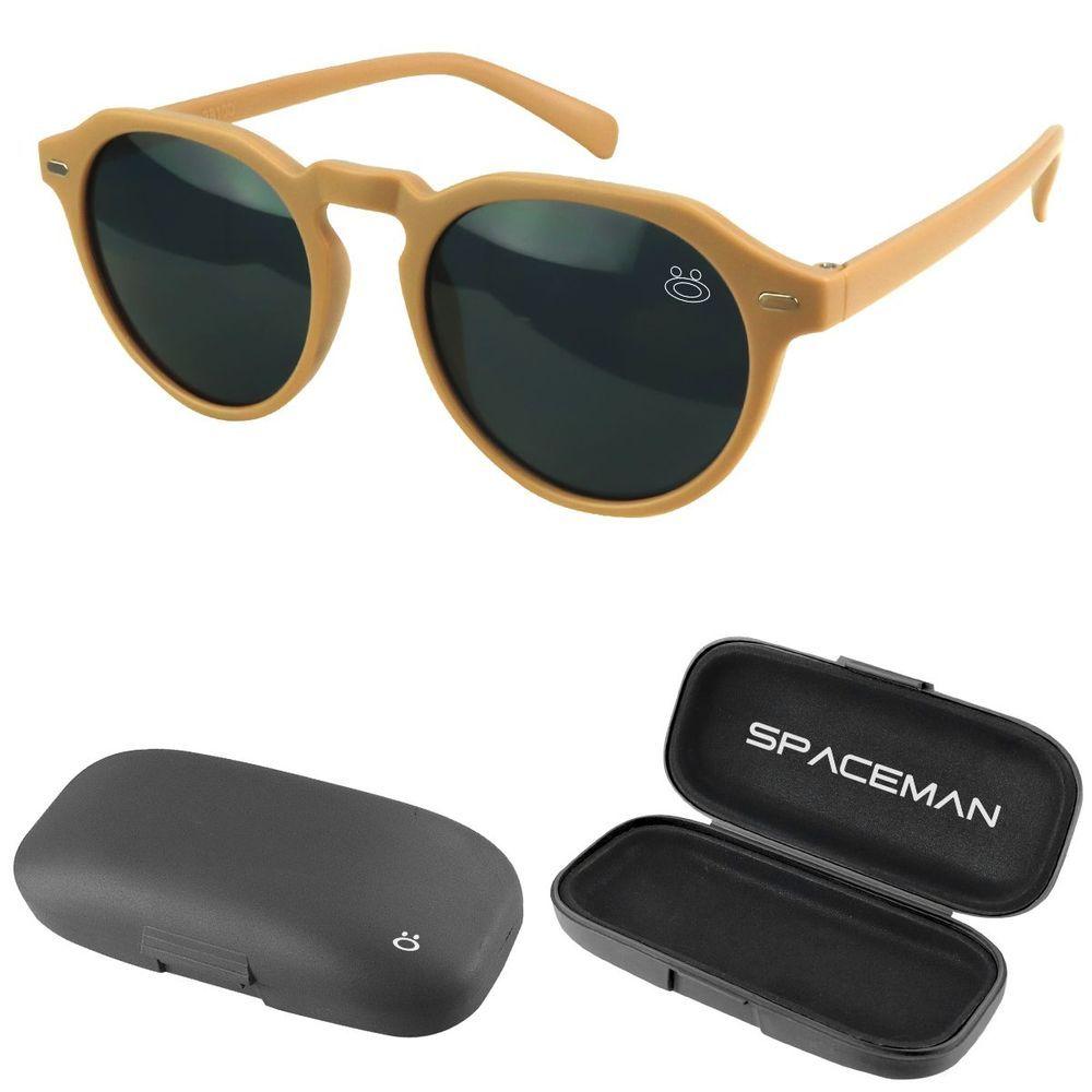 Miniatura Oculos Sol Masculino Vintage Proteção Uv Casual + Case + Verão Lentes Pretas Estiloso Presente Bege