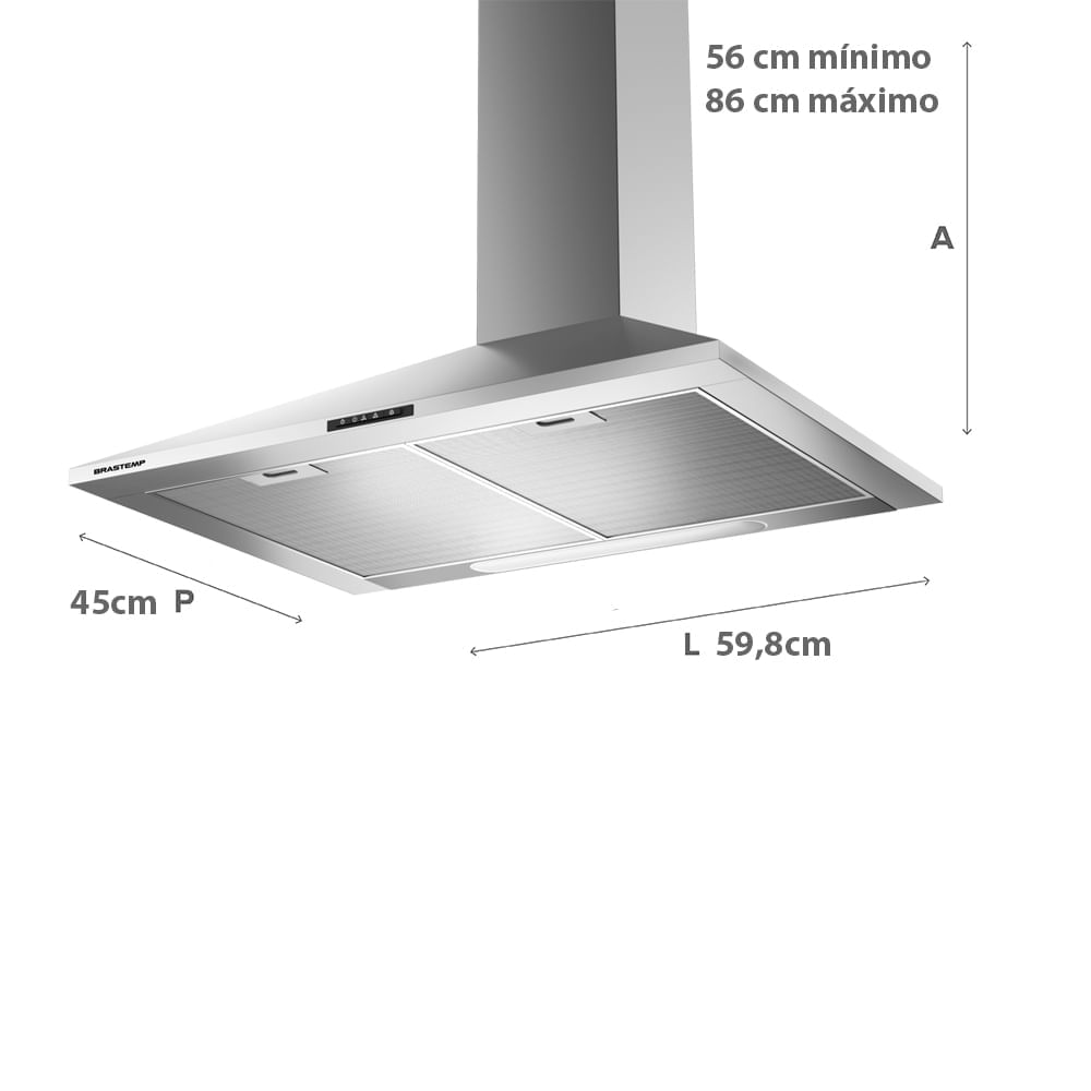 Miniatura Coifa de Parede Brastemp Piramidal BAI60BR com Duplo Filtro e 3 Velocidades Inox - 60 cm 110V