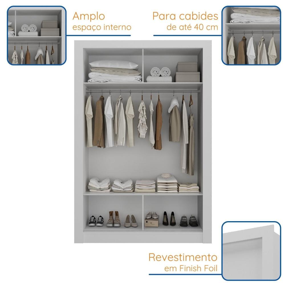 Miniatura Guarda Roupa Solteiro 2 Portas - Com Espelho Liz Yescasa Branco