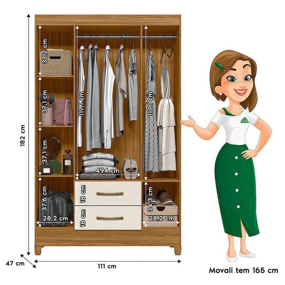 Miniatura Guarda Roupa Solteiro Paraty E Cômoda Lisboa Freijó Off White - Moval