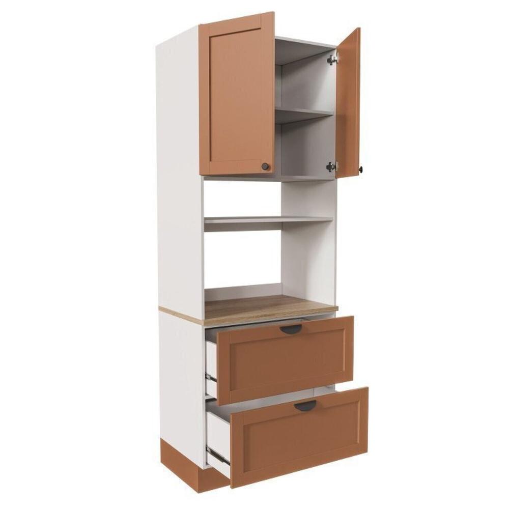Cozinha Modulada 5 Peças 1 Torre 2 Aéreos 2 Balcões Arizona Arizona Cabecasa Madeiramadeira Branco/Terracota