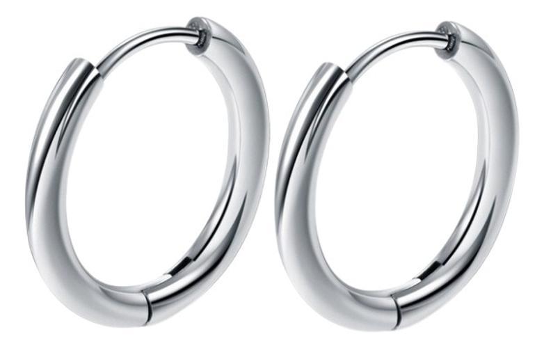 Miniatura Brinco Masculino Argola Liso Fina Prata Pequena Aço Inox