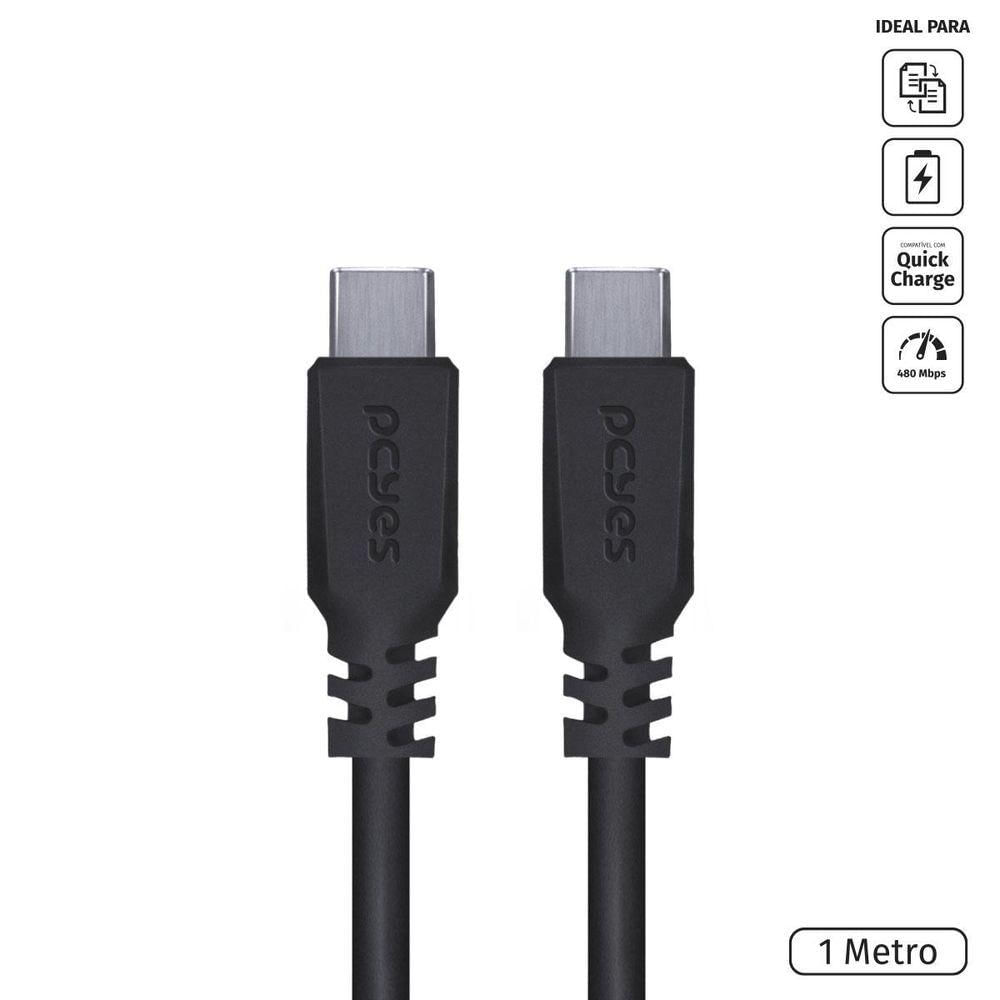 Miniatura Cabo Usb Tipo C 2.0 Para Usb Tipo C 2.0 1m Preto - Pucp-01