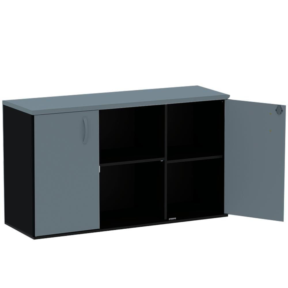 Miniatura Armário Baixo Credenza Pe25 Pandin 121,50 Cm (Largura) Em Mdp Cinza E Preto Com Duas Portas