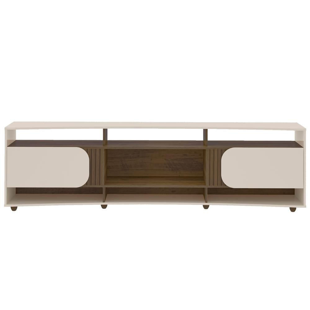 Rack TV 86 Polegadas 220cm Com 2 Portas Reno Off White Pinho A09 - Mpozenato