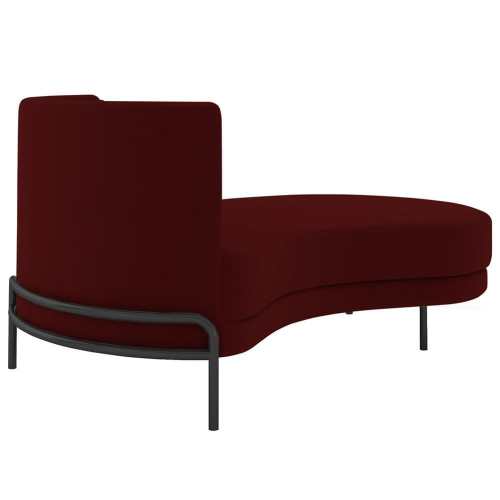 Miniatura Chaise Longue Divã 164cm Braço Esquerdo Logus D06 Veludo Vermelho - Mpozenato