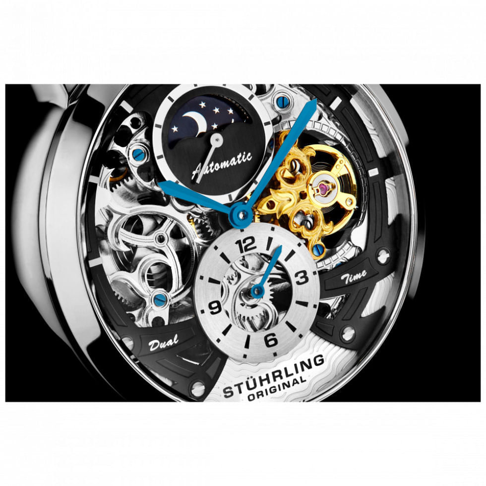 Miniatura Relógio Masculino Stuhrling Menai 906.02 Automático 47mm, Preto