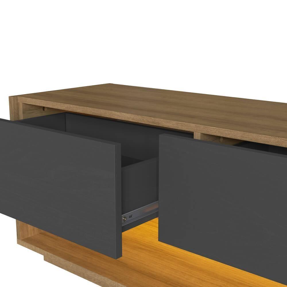 Miniatura Rack Moderno Com Led 03 Gavetas 180cm Mel Grafite Proddy Mel Grafite