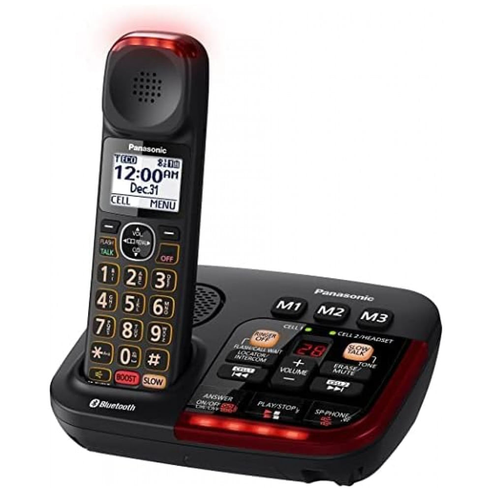 Miniatura Telefone sem Fio Bluetooth com Identificador de Chamadas por Voz, Inclui o Telefone Adicional KXTGMA44B, Panasonic... 110v