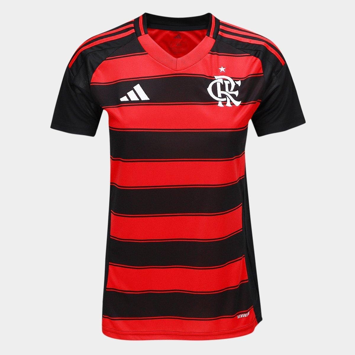Miniatura Camisa Flamengo I 25/26 s/n Torcedor Adidas Feminina Preto - EP