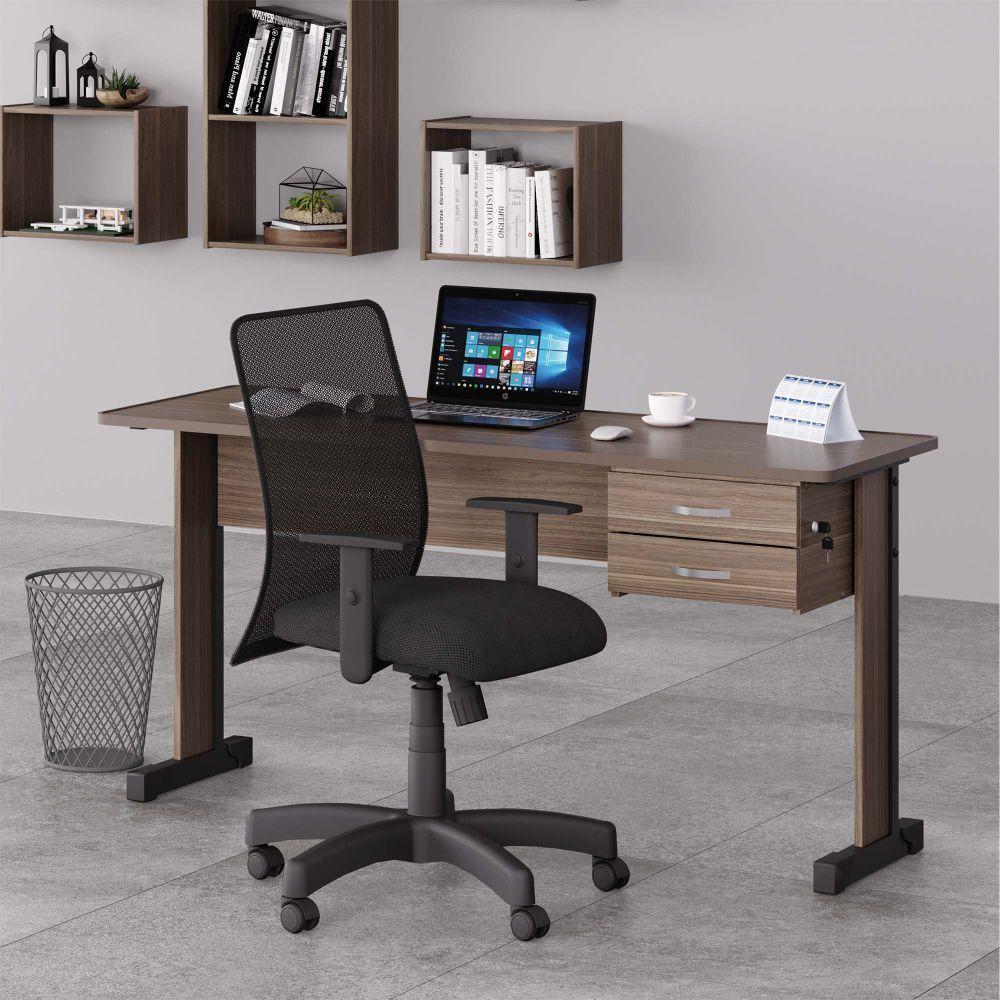 Miniatura Jogo Mesa Com Gaveteiro E Cadeira Giratória Affara Preto