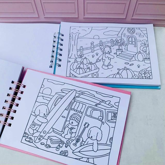 Miniatura Livro Azul Colorir Bobbie Goods 50 Folhas Capa Dura