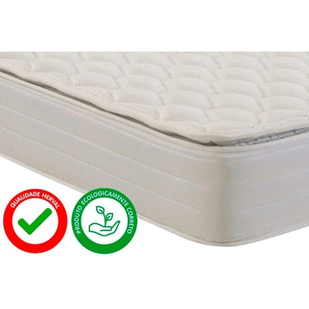 Miniatura Cama Box Baú Queen: Colchão Anatômico Herval Ag65 Firme Fort + Base Crc Courano White(158x198)