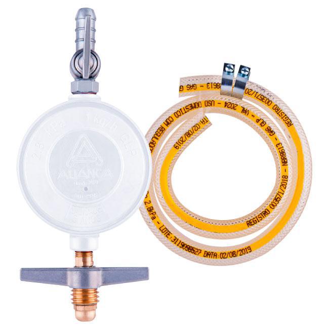 Miniatura Kit Registro Regulador Gás 1 Kg/H Com Mangueira 1,25 Mt.