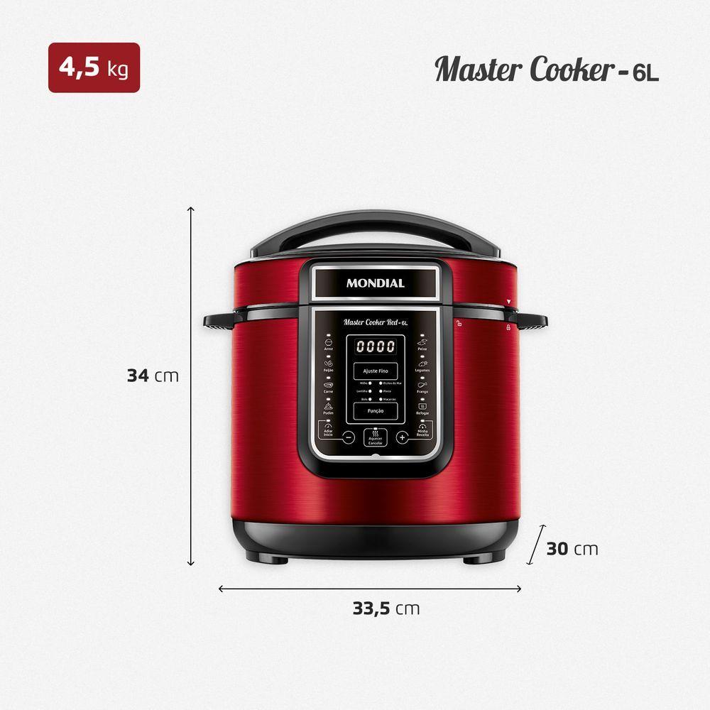 Panela de Pressão Elétrica Digital 6L Mondial Vermelho/Inox PE-60-6L-RI 127V/60HZ
